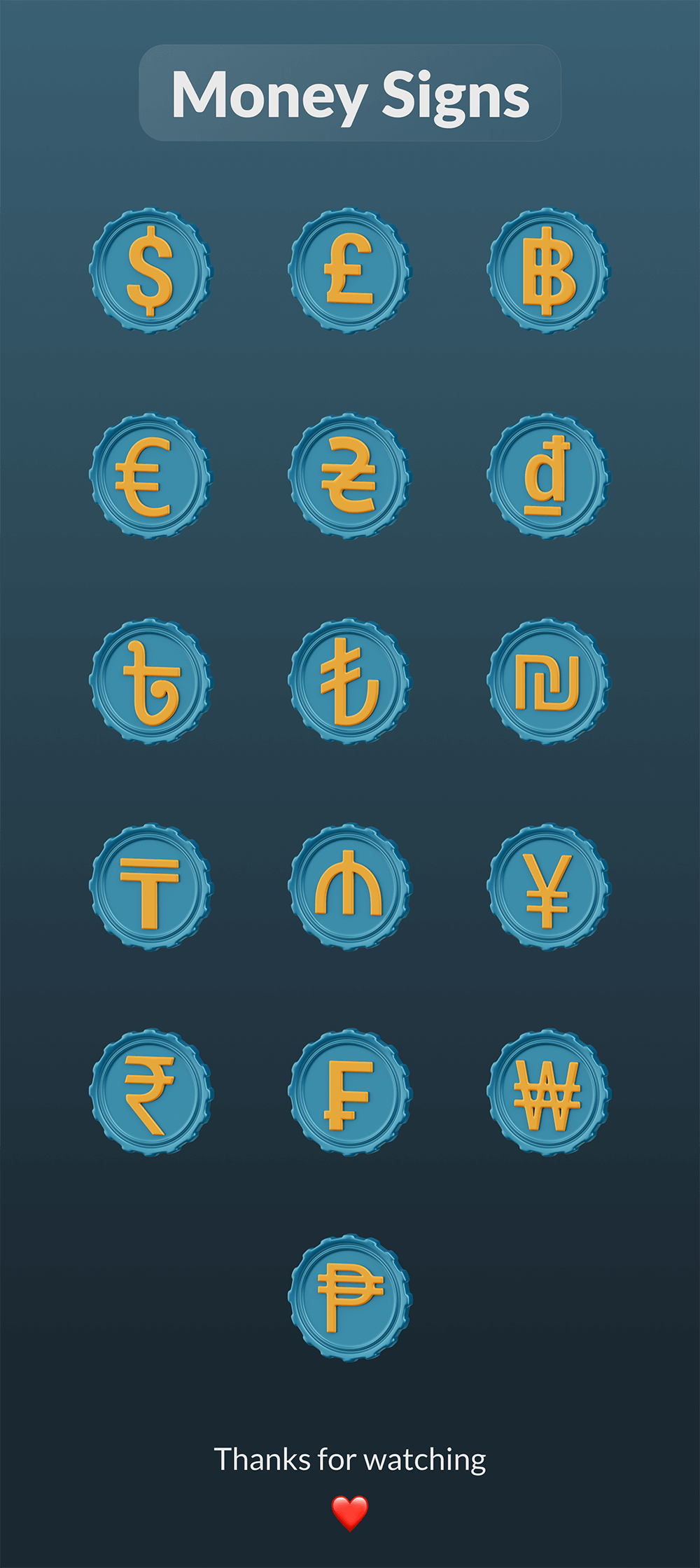 金钱硬币3D图标集 图标素材 sucaiwan.com