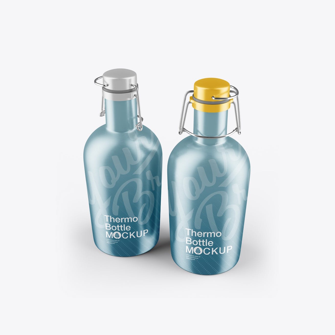 金属保温瓶外观设计样机 Metallic Thermo Bottle Mockup 样机素材 sucaiwan.com