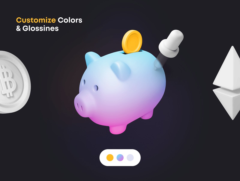 25个易于自定义3D图标包金融登陆应用程序演示图标 3D Icon Pack Finance 图标素材 sucaiwan.com