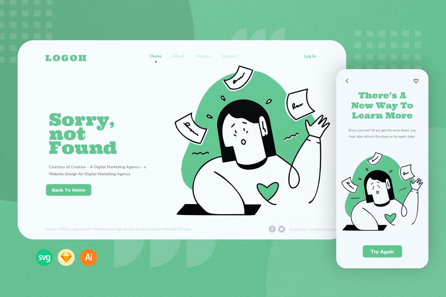 页面未找到概念引导页插画模板 Page not Found Web Onboarding Illustration APP UI sucaiwan.com