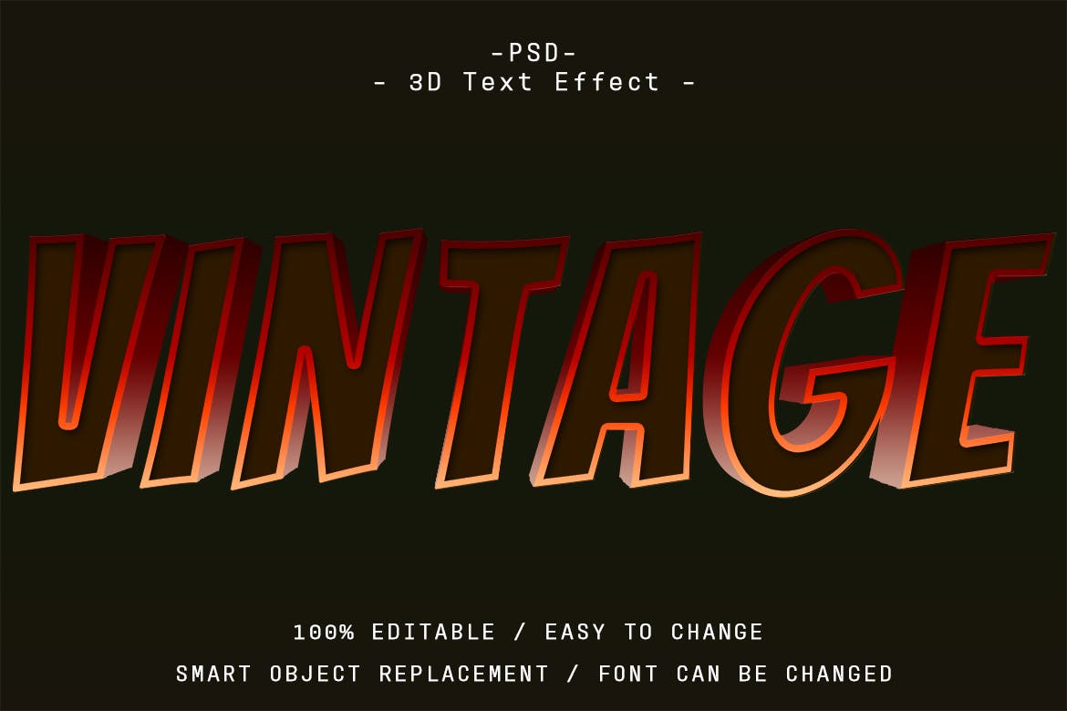 复古3D图层样式文字效果 6 Psd Vintage 3d Text Effect 插件预设 sucaiwan.com