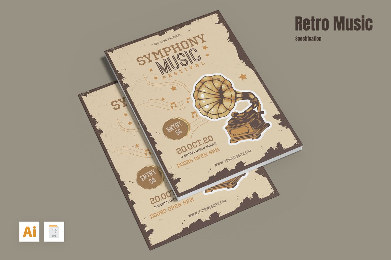 复古音乐宣传单模板 Retro Music Flyer 设计素材 sucaiwan.com