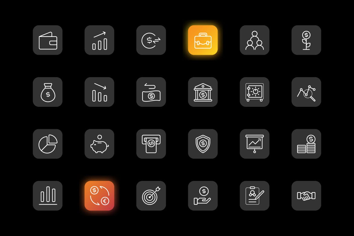 商业和金融图标集 Business and Finance Outline Icon Set 图标素材 sucaiwan.com