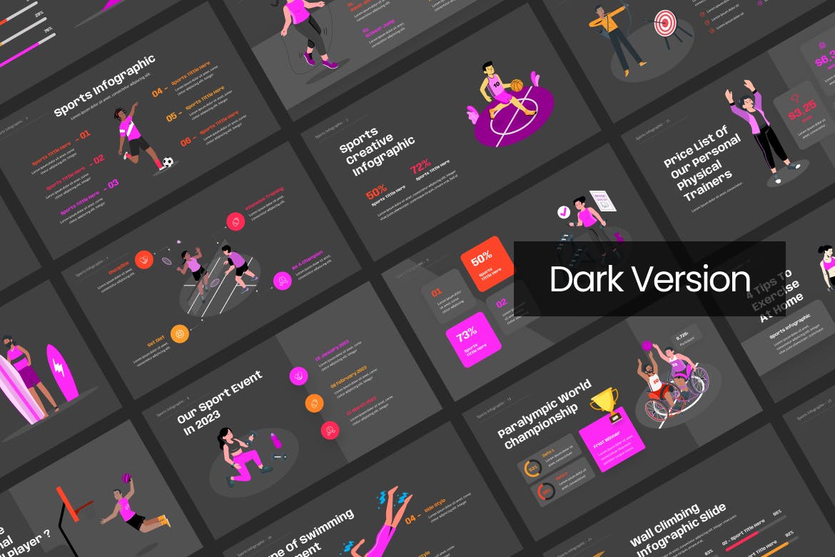 运动信息图表谷歌幻灯片模板下载 Sport Infographic Google Slides Template 幻灯图表 sucaiwan.com