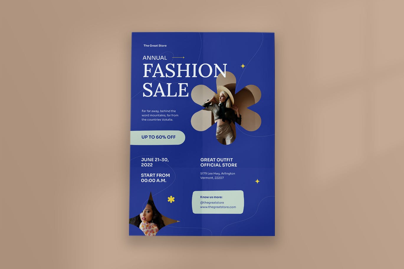 复古时尚促销传单模板 Retro Fashion Sale Flyer 设计素材 sucaiwan.com