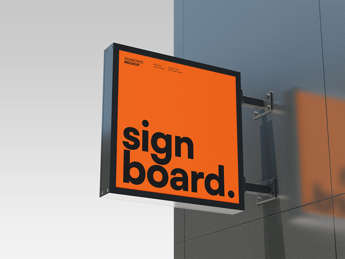 方形招牌广告设计样机 Signage Mockup 样机素材 sucaiwan.com