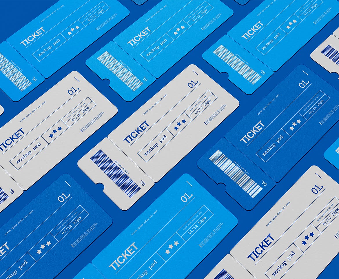 彩色票券门票设计样机 Ticket Mockup 样机素材 sucaiwan.com