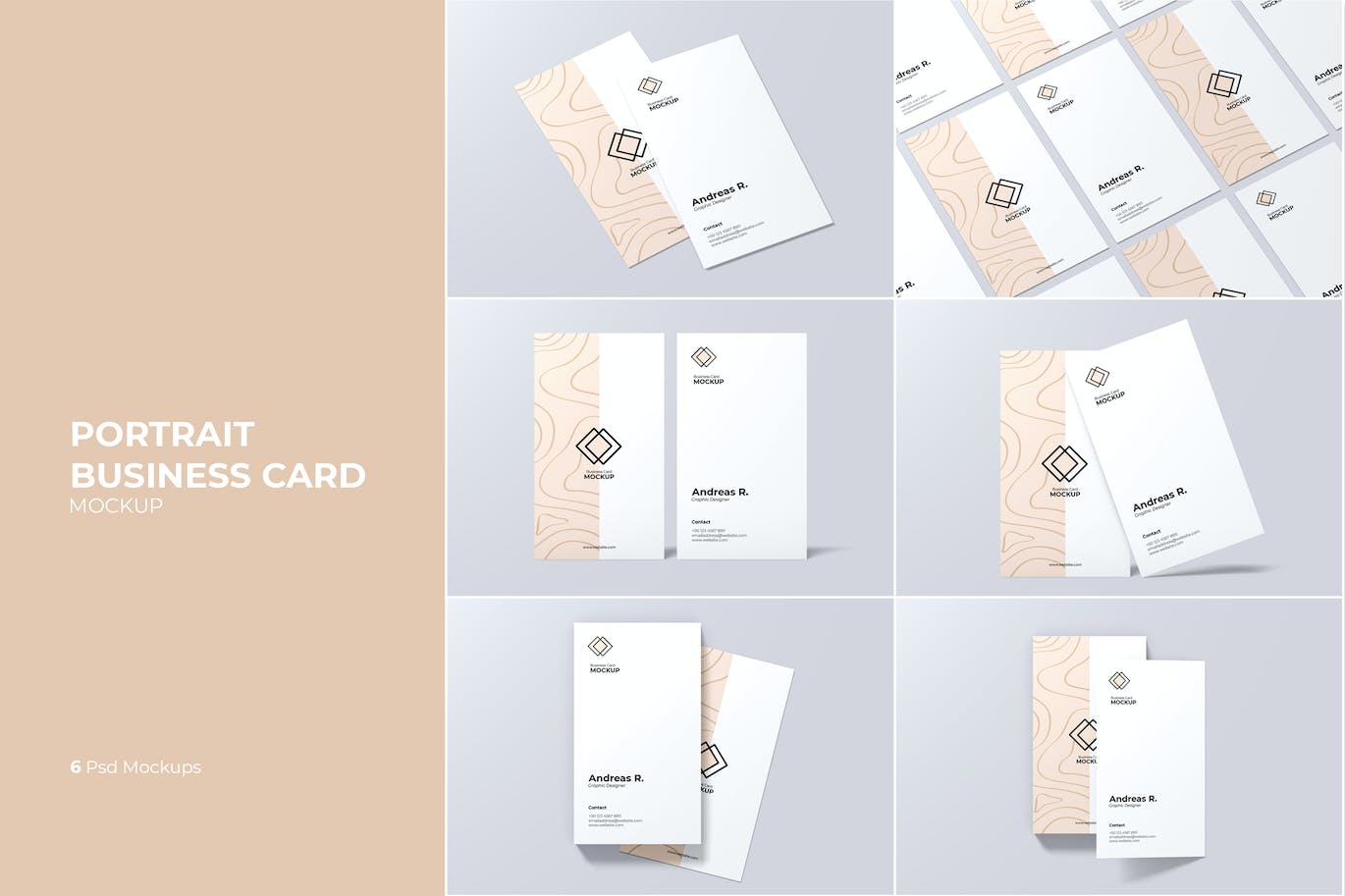 竖版名片设计演示样机 Portrait Business Card Mockup 样机素材 sucaiwan.com