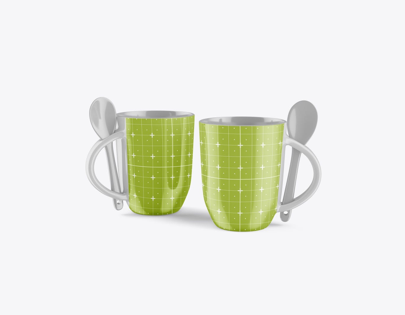 带勺子的彩色马克杯杯身设计样机 Colorfull Mug with Spoon Mockup 样机素材 sucaiwan.com