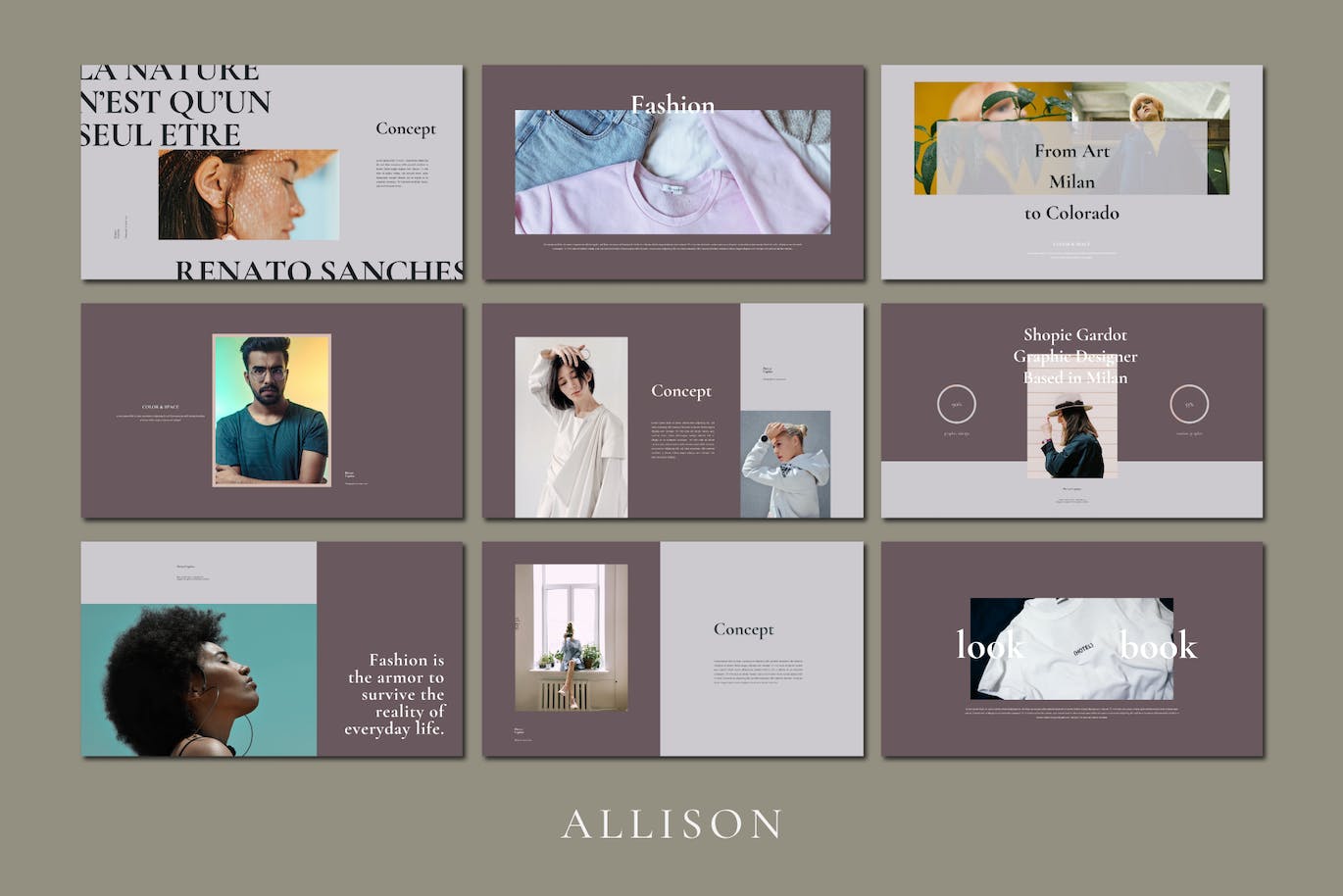 Lookbook杂志布局精美PowerPoint演示文稿模板 Allison Lookbook Powerpoint Template 幻灯图表 sucaiwan.com