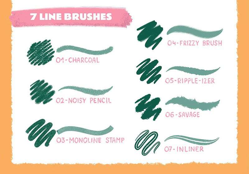 18个粗糙线条纹理PS笔刷 笔刷资源 sucaiwan.com