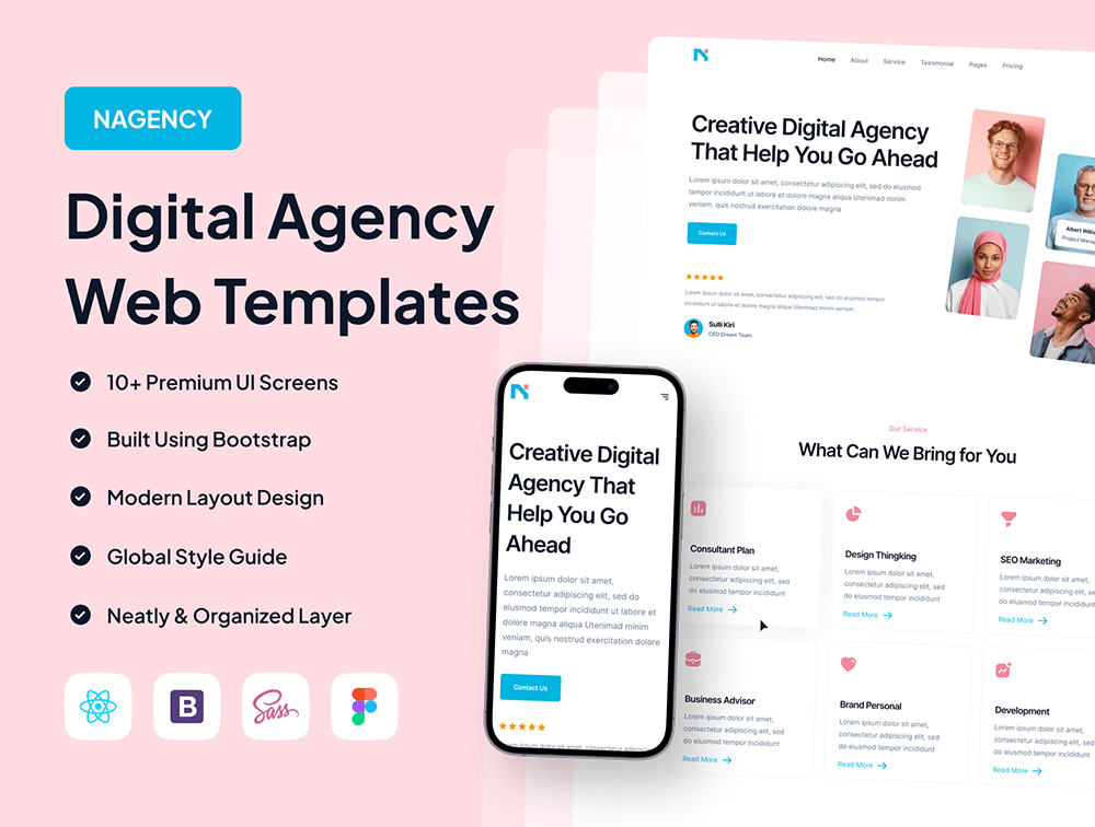 高级数字代理网站Web模板 APP UI sucaiwan.com