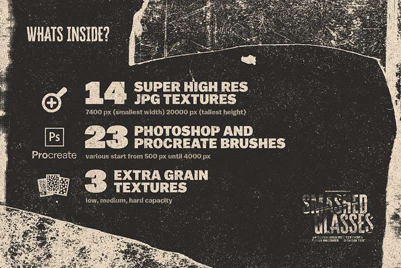 玻璃破碎效果PS和Procreate笔刷套装 笔刷资源 sucaiwan.com