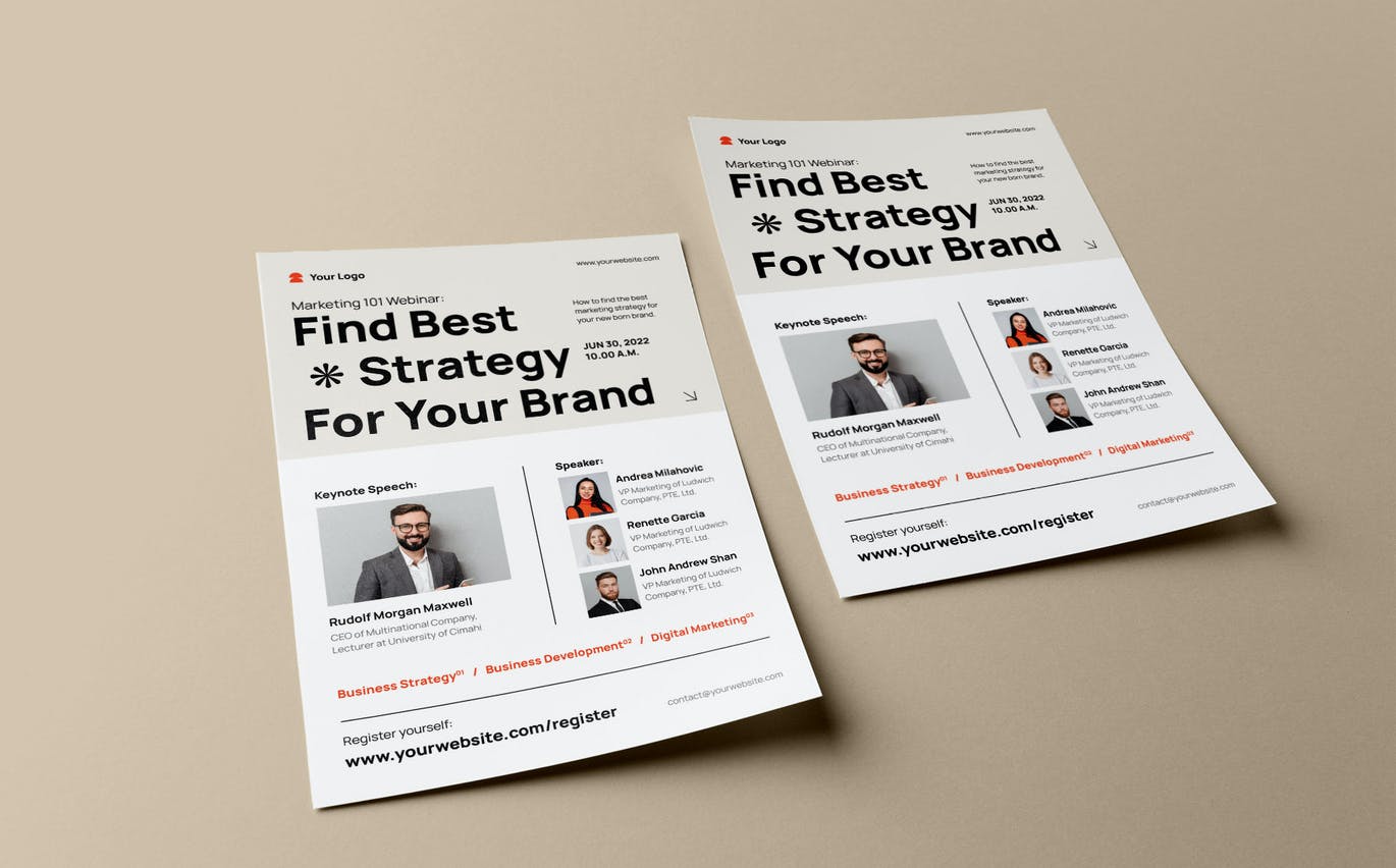 现代瑞士风格网络研讨会传单模板 Webinar Flyer Template – Modern Swiss Style 设计素材 sucaiwan.com