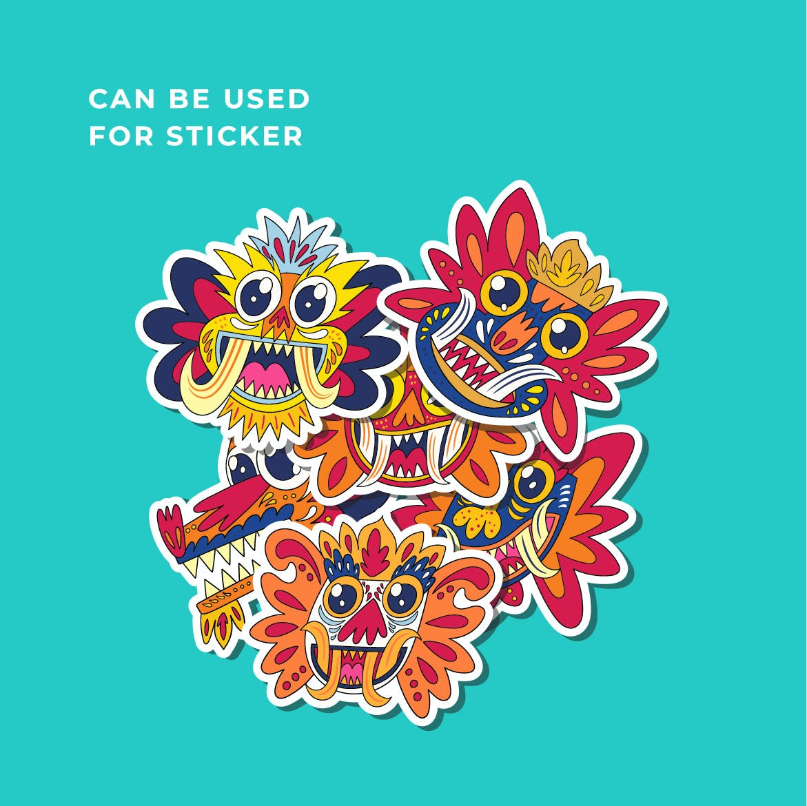 可爱的怪物头像卡通插画矢量设计 Vector Cute Monster Illustration Design 图片素材 sucaiwan.com