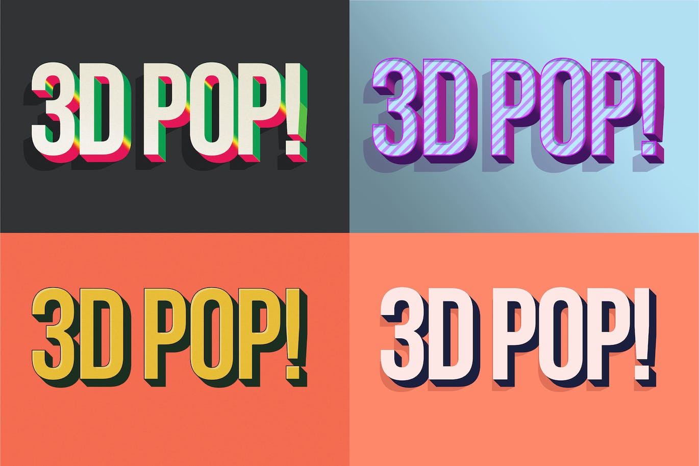 3D立体风格ps文字效果样式v2 3D POP! Photoshop Effects Vol. 2 设计素材 sucaiwan.com