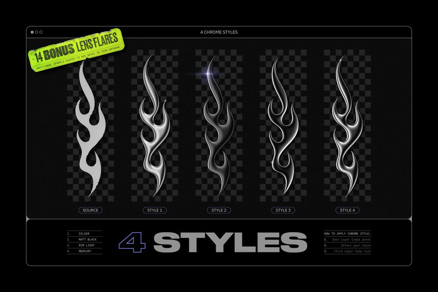 PS资源-银色金属效果3D几何形状图形元素设计素材附赠PS动作样机模板 图标素材 sucaiwan.com