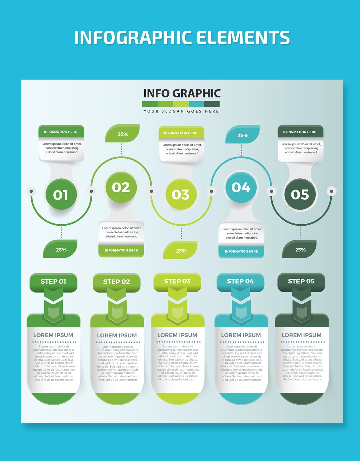 步骤流程数据图表元素设计素材 Infographic Design 幻灯图表 sucaiwan.com