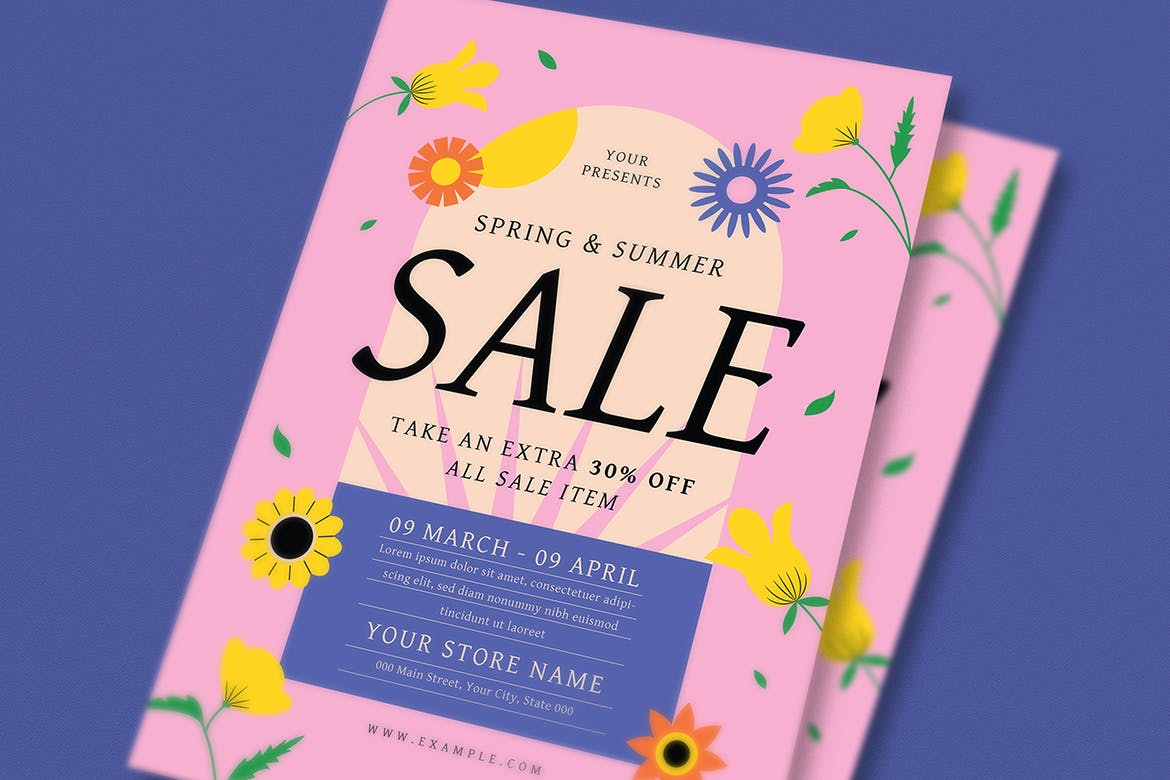 春季促销活动传单素材 Spring Sale Event Flyer Set 设计素材 sucaiwan.com