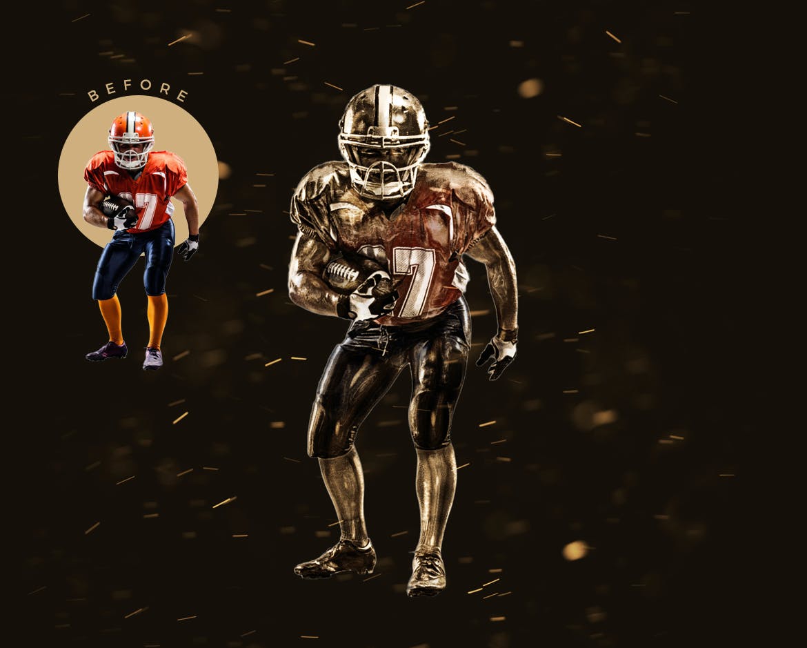 金色漆面效果照片处理PS动作 Gold Fantasy Photoshop Action 插件预设 sucaiwan.com