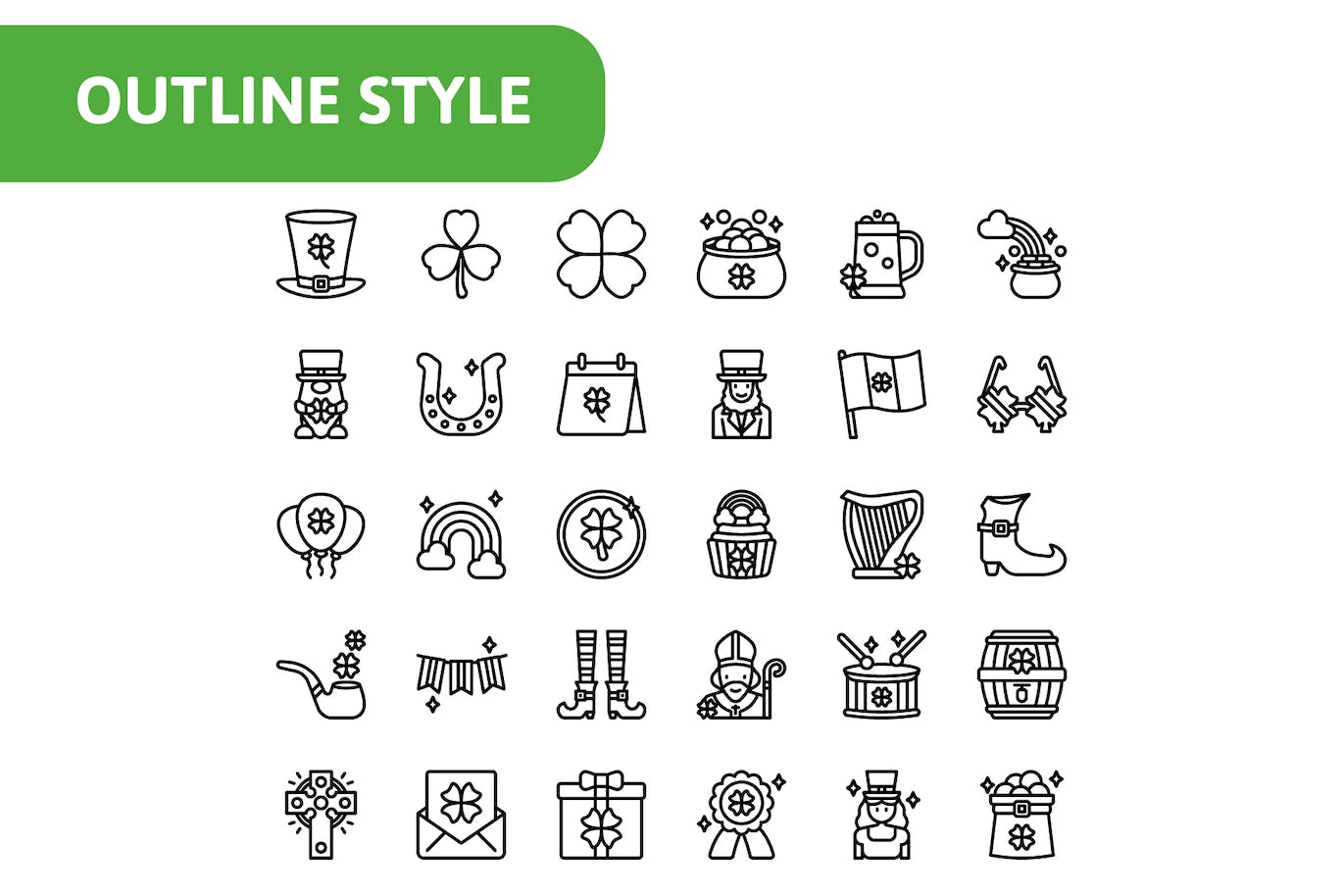 30个高质量的圣帕特里克节矢量图标 30 St Patrick’s Day Icons 图标素材 sucaiwan.com