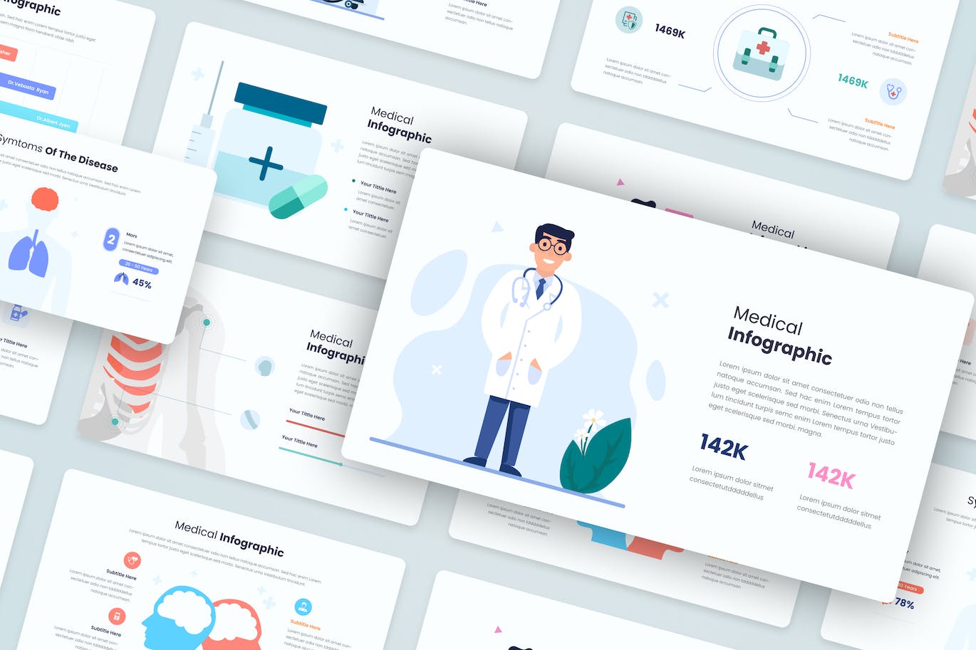 医疗信息图形插画图表素材 Medical Infographics Assets Illustrators 幻灯图表 sucaiwan.com