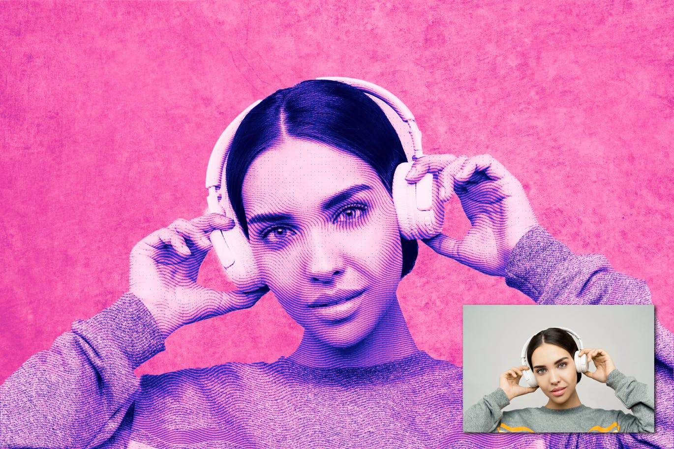 雕刻波浪特效照片效果PS动作 Engraving Waves Photoshop Action 插件预设 sucaiwan.com