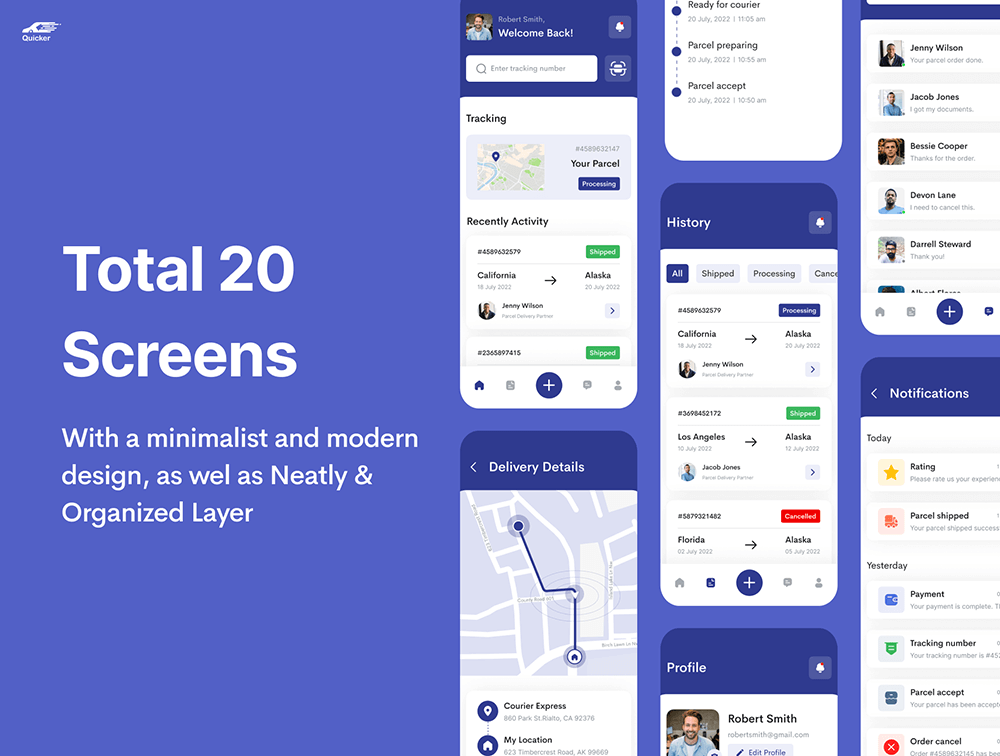 快递服务应用程序UI套件 APP UI sucaiwan.com