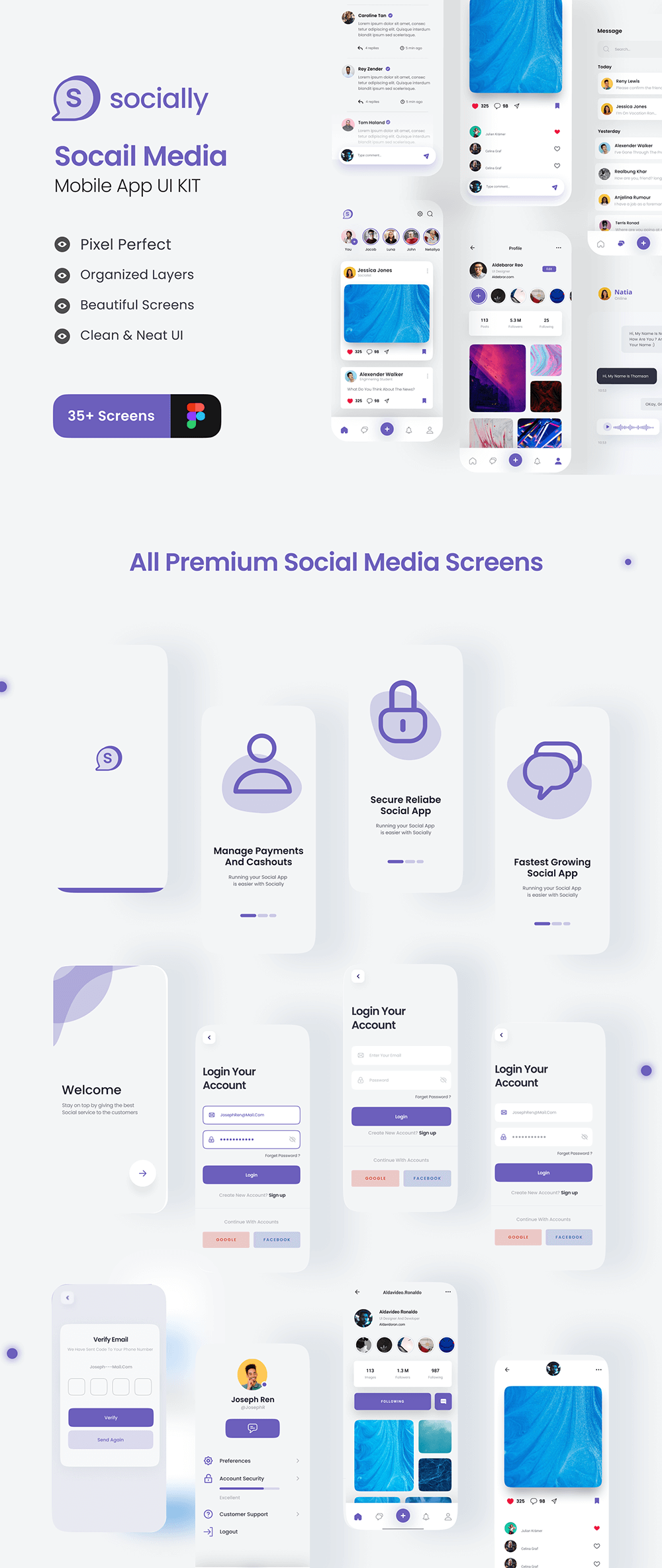 社交媒体应用程序UI套件 APP UI sucaiwan.com