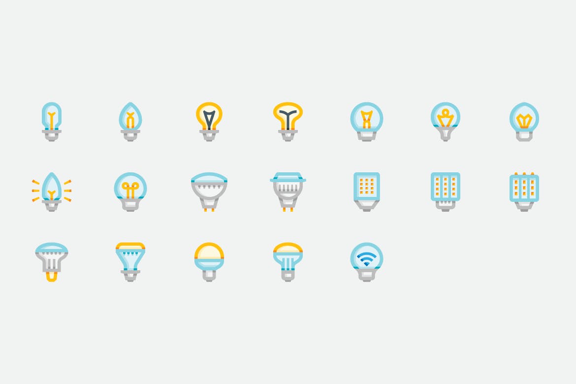 40个灯泡彩色样式图标 Basicons / Color / Lightbulbs Icons 图标素材 sucaiwan.com
