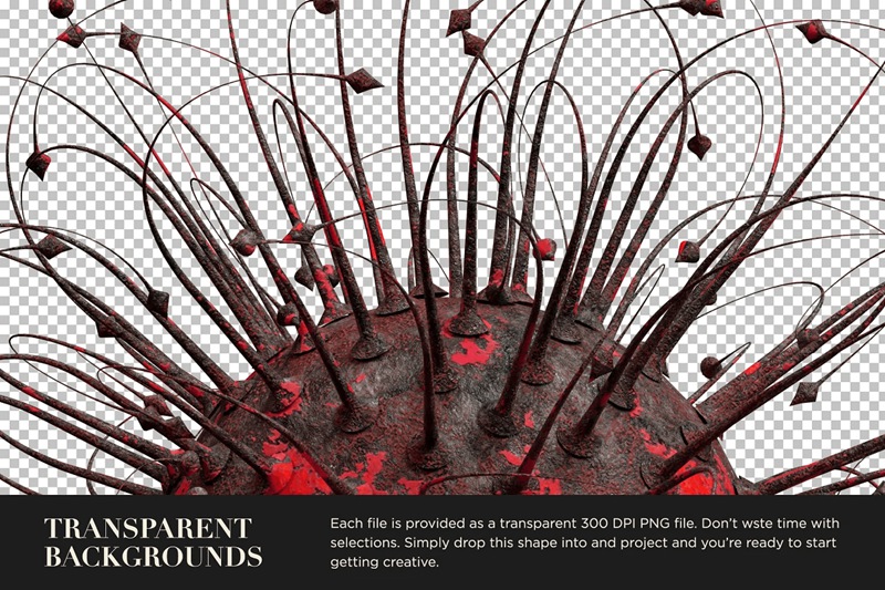 三维渲染现代科学化学蜂窝珊瑚有机生物抽象3D形状PNG素材 Organic Abstraction Vol.2 图标素材 sucaiwan.com