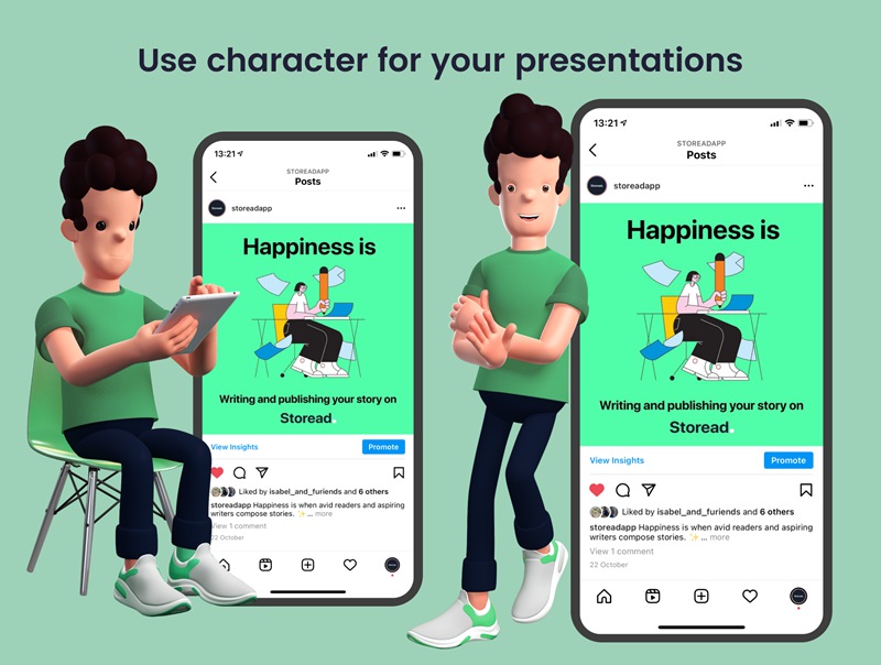 10个有趣可爱独特姿势3D角色套件 3D character with 10 poses 图标素材 sucaiwan.com
