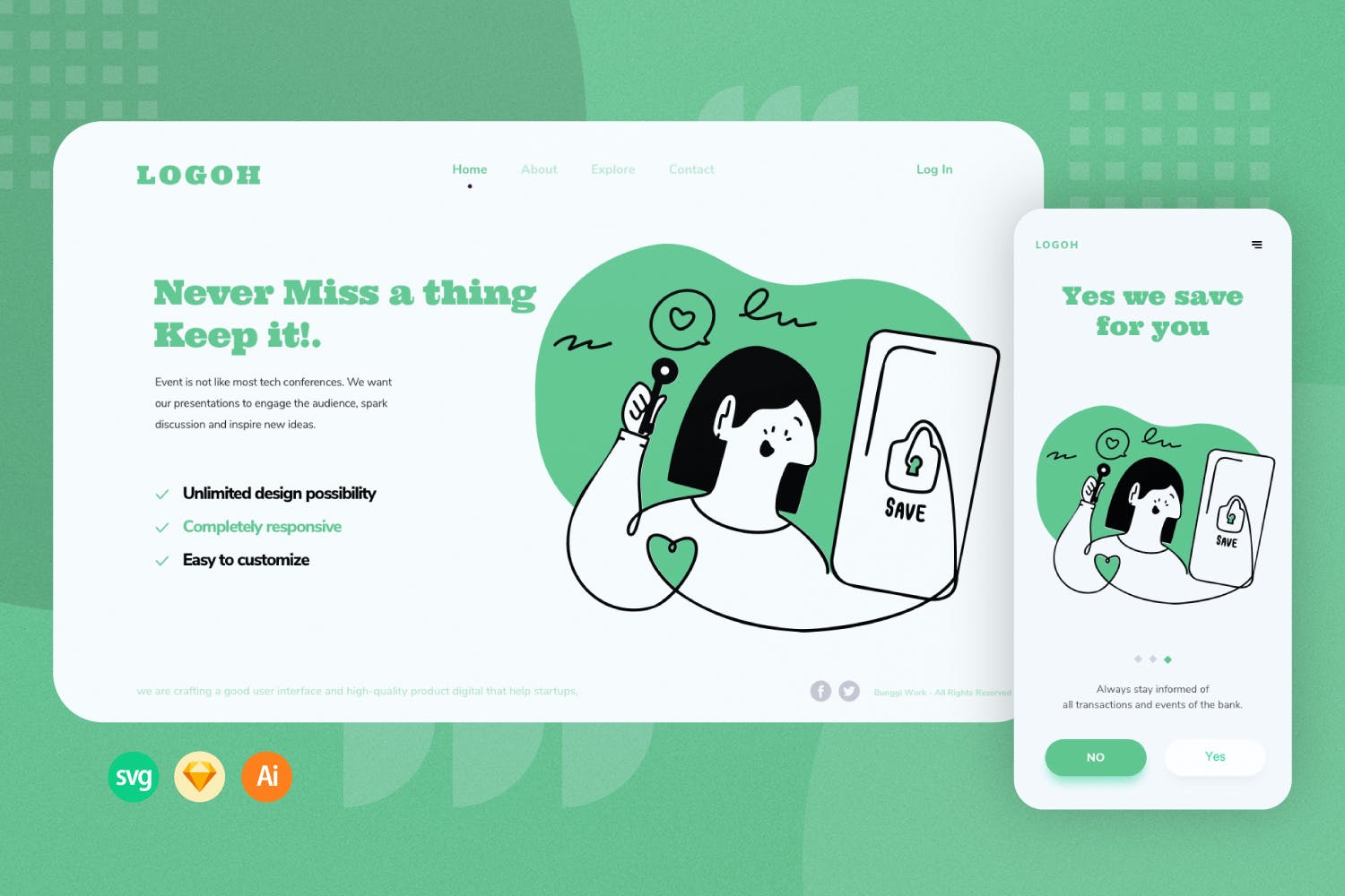 锁定概念引导页插画模板 Lock Web Onboarding Illustration 图片素材 sucaiwan.com