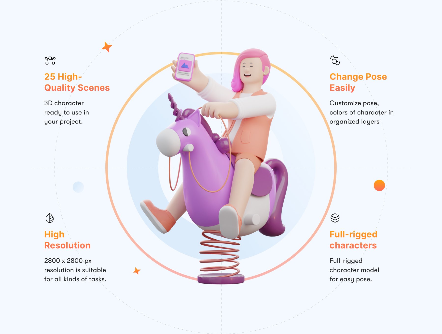 高质量三维渲染卡通度假游玩娱乐3D人物角色素材 Aisha – Holiday 3D Character Pack 图标素材 sucaiwan.com