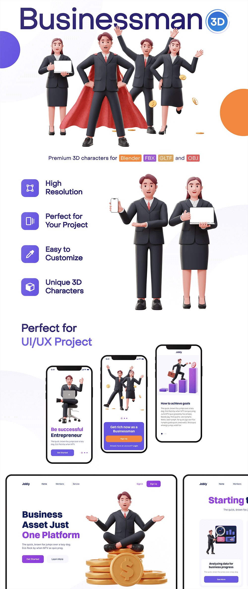 有用且独特的商人3D角色 图片素材 sucaiwan.com