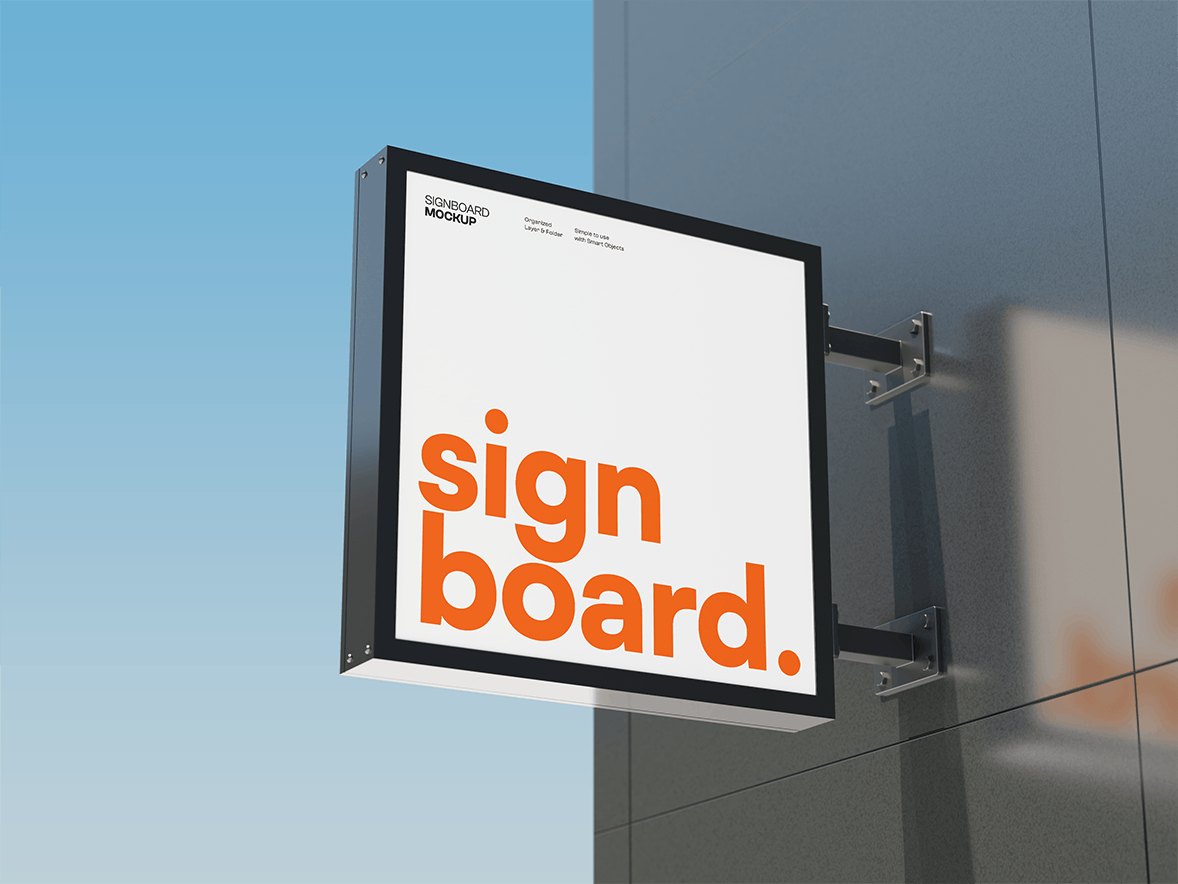 方形招牌广告设计样机 Signage Mockup 样机素材 sucaiwan.com