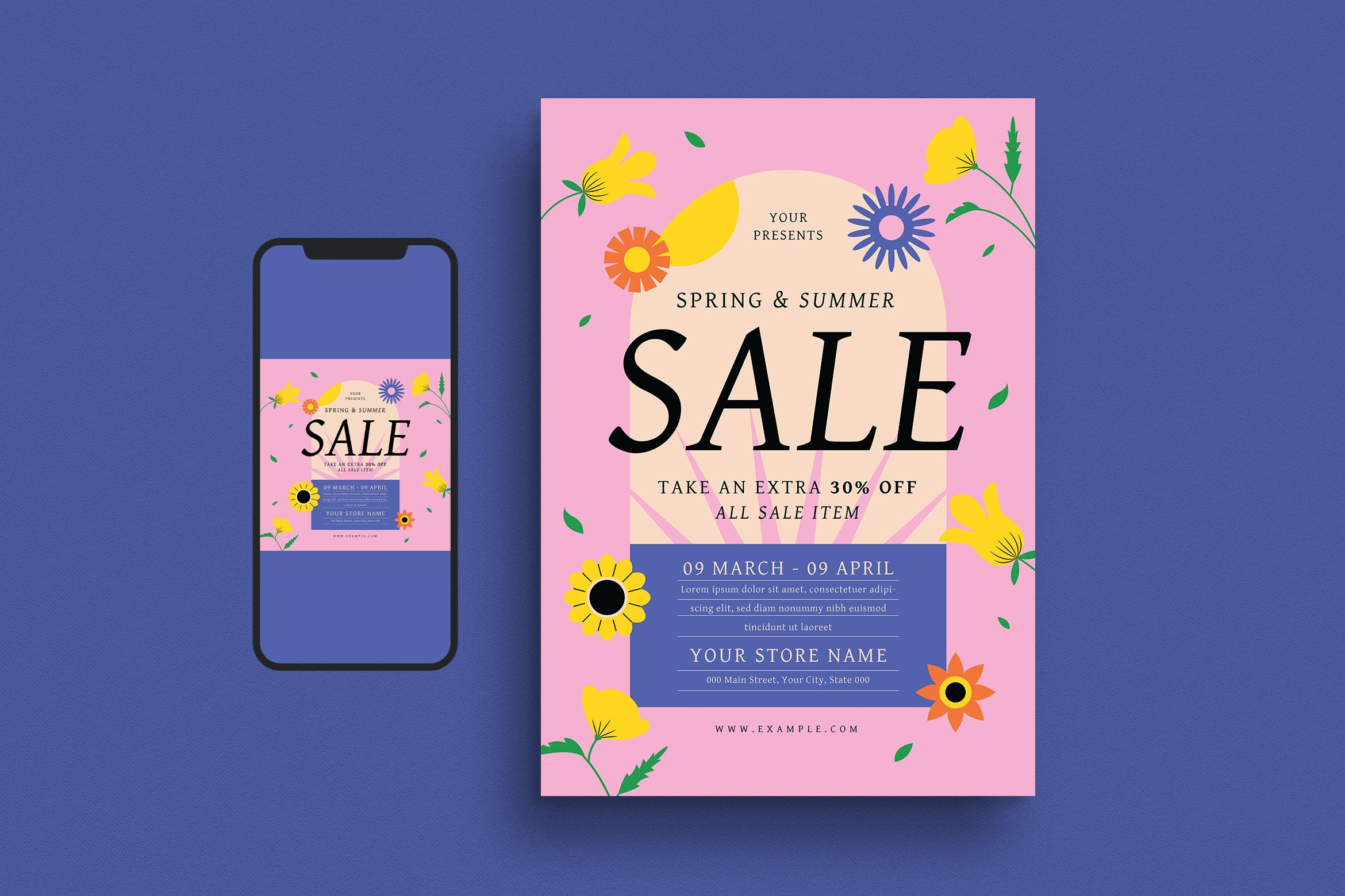 春季促销活动传单素材 Spring Sale Event Flyer Set 设计素材 sucaiwan.com