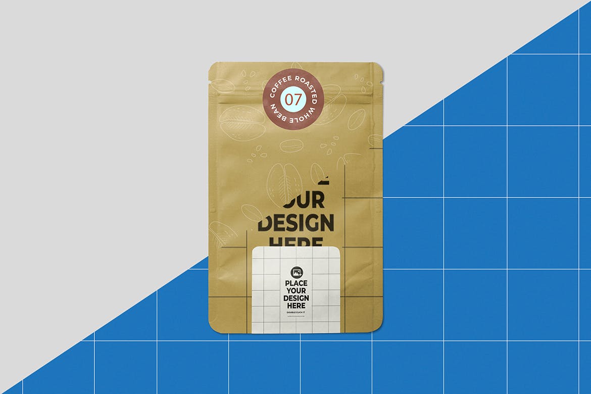 带贴纸的纸袋品牌包装设计样机 Paper Pouch With Sticker Mockup 样机素材 sucaiwan.com