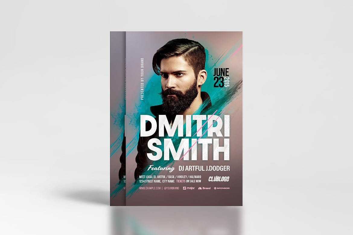 电音DJ派对传单设计 Electro DJ Party Flyer Template 设计素材 sucaiwan.com