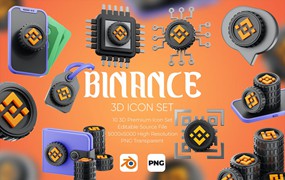 金融元素3D图标集 Binance 3D Icon Set