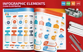 流程步骤图表元素设计素材 Infographic Elements