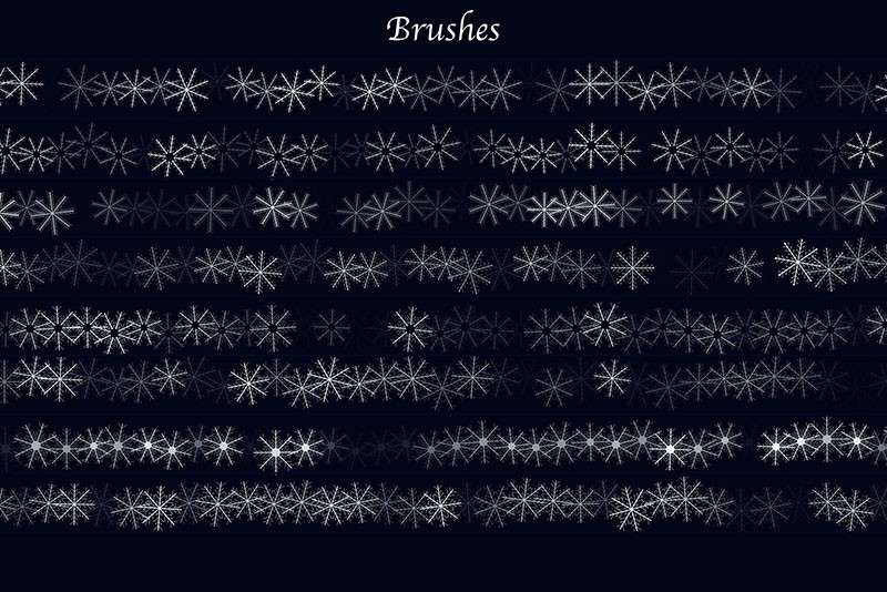 Photoshop雪花冰花笔刷和图案套装 笔刷资源 sucaiwan.com