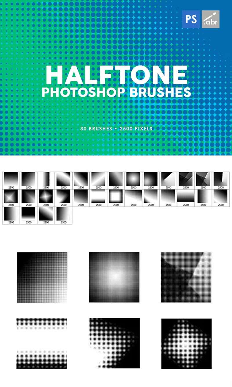 105个半色调纹理图案PS笔刷 笔刷资源 sucaiwan.com