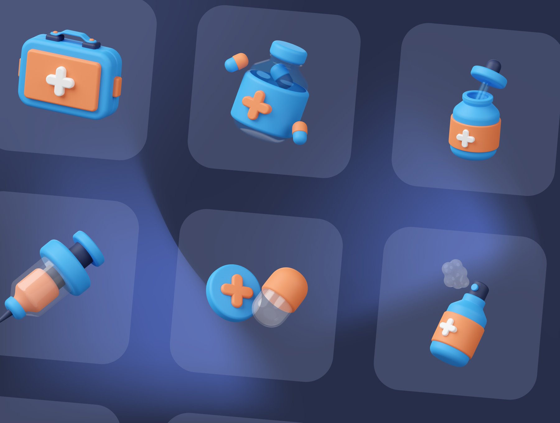 医院诊所机构药店药物药箱医疗主题3D插画图标素材合辑 Medical 3D Illustration set 图标素材 sucaiwan.com