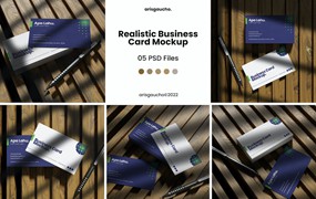 带有阴影叠加的逼真名片效果图样机 Realistic Business Card Mockup with Shadow Overlay