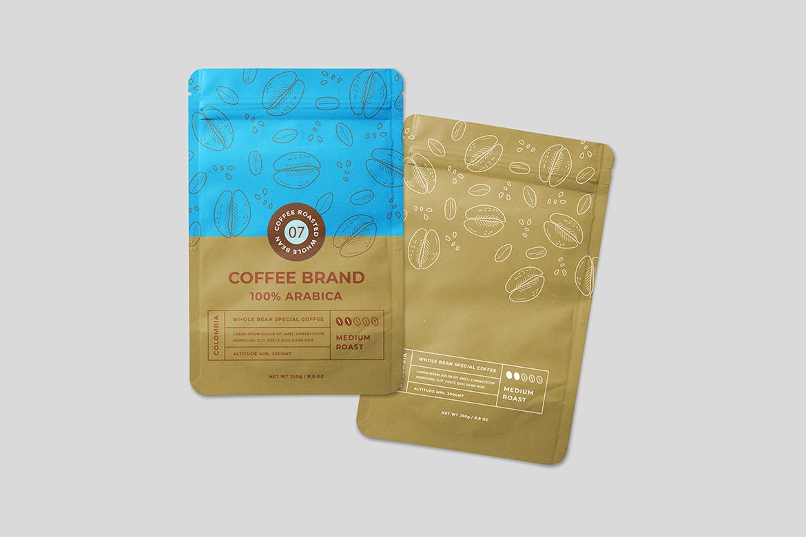 咖啡粉袋包装设计样机 Paper Pouch Mockup 样机素材 sucaiwan.com