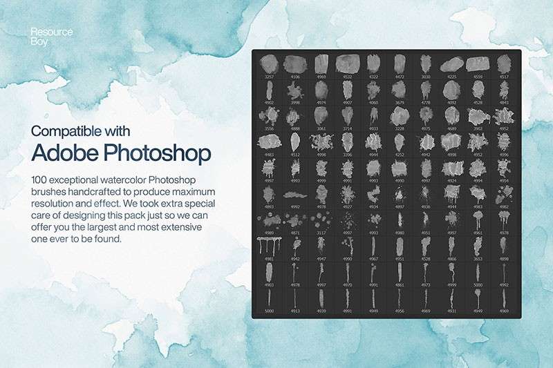 100个水彩印章图案Photoshop笔刷 笔刷资源 sucaiwan.com