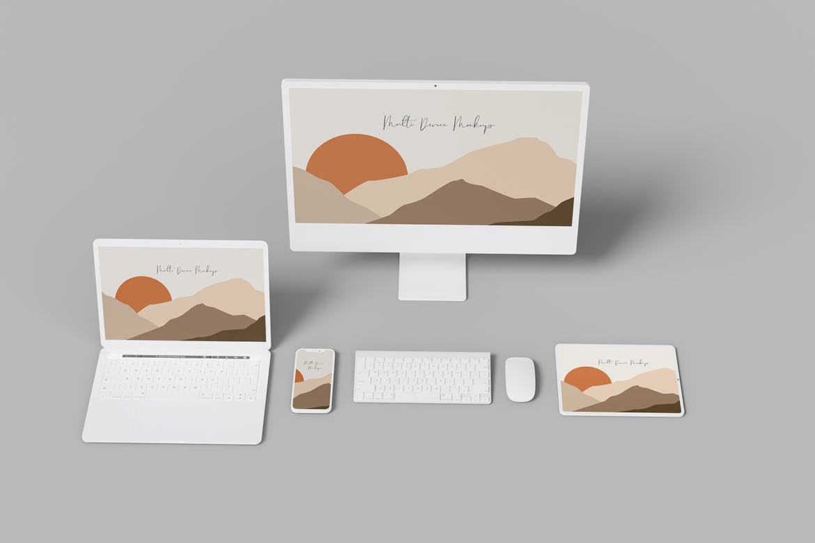 多设备响应式屏幕粘土样机v2 Multi Device Clay Mockup V.2 样机素材 sucaiwan.com