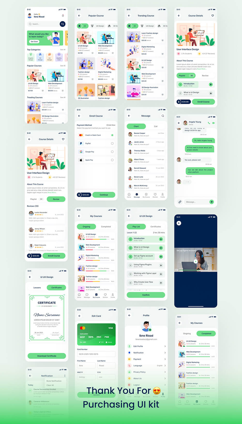 在线课程App移动应用程序UI套件 APP UI sucaiwan.com