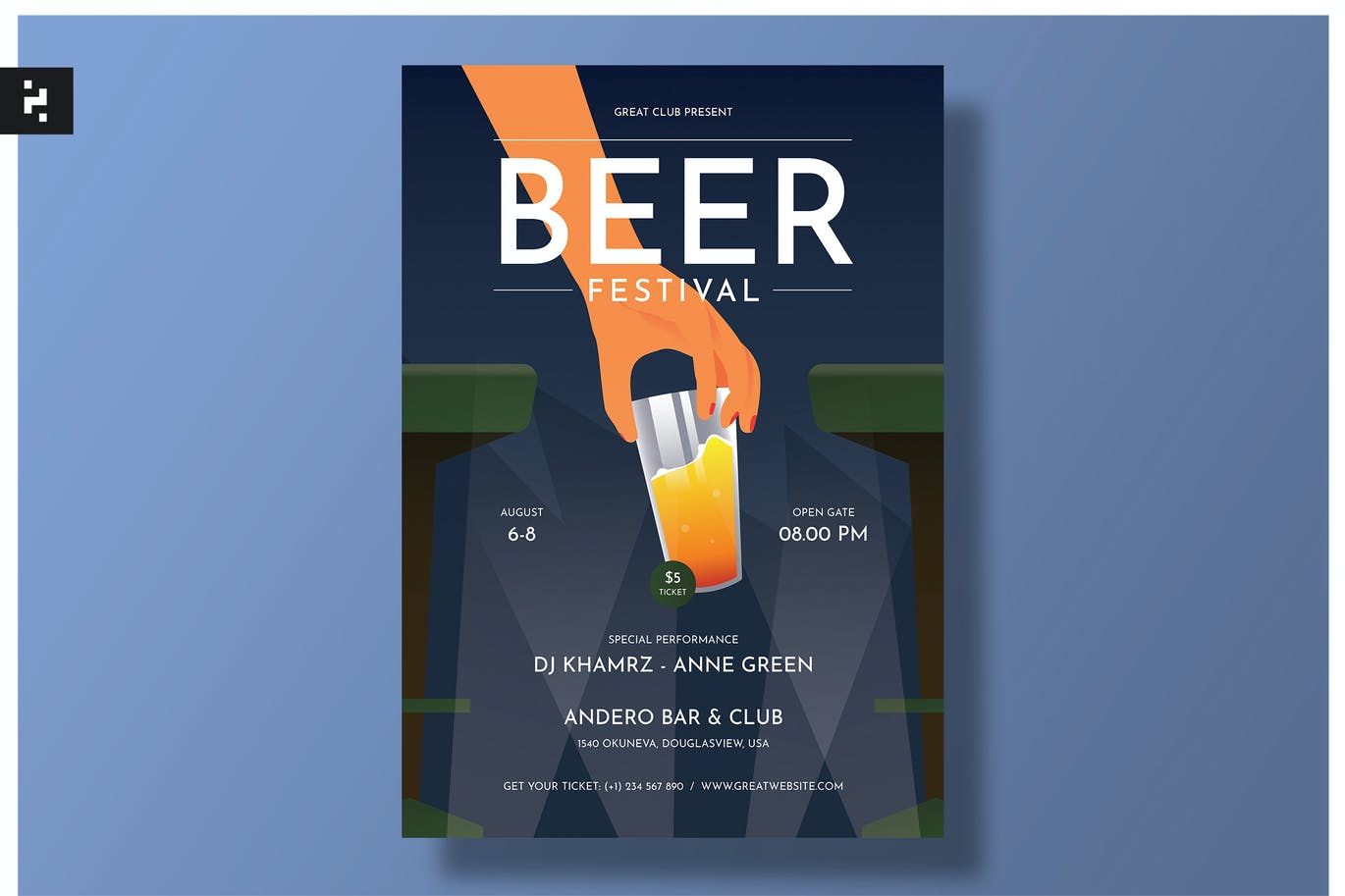 啤酒节海报传单设计模板 Beer Festival Flyer Template – Classic Art Deco 设计素材 sucaiwan.com